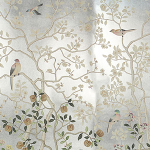 Обои ручная роспись Temple Newsam White Gold gilded silk