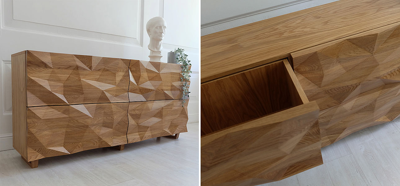 Комод с большими угловыми фигурами, 2 уровня Geometric Greece Комод с большими угловыми фигурами, 2 уровня Geometric Greece - Loft-Concept в Грозном