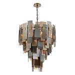 Люстра с многослойными стеклянными панелями янтарного и дымчатого цвета Textured Glass Chandelier варинант исполнения - 3 | Loft Concept в Грозном