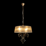 Люстра подвесная круглая с тканевым полупрозрачным абажуром и подвесками 4 лампы Gilded Elegance варинант исполнения - 1 | Loft Concept в Грозном