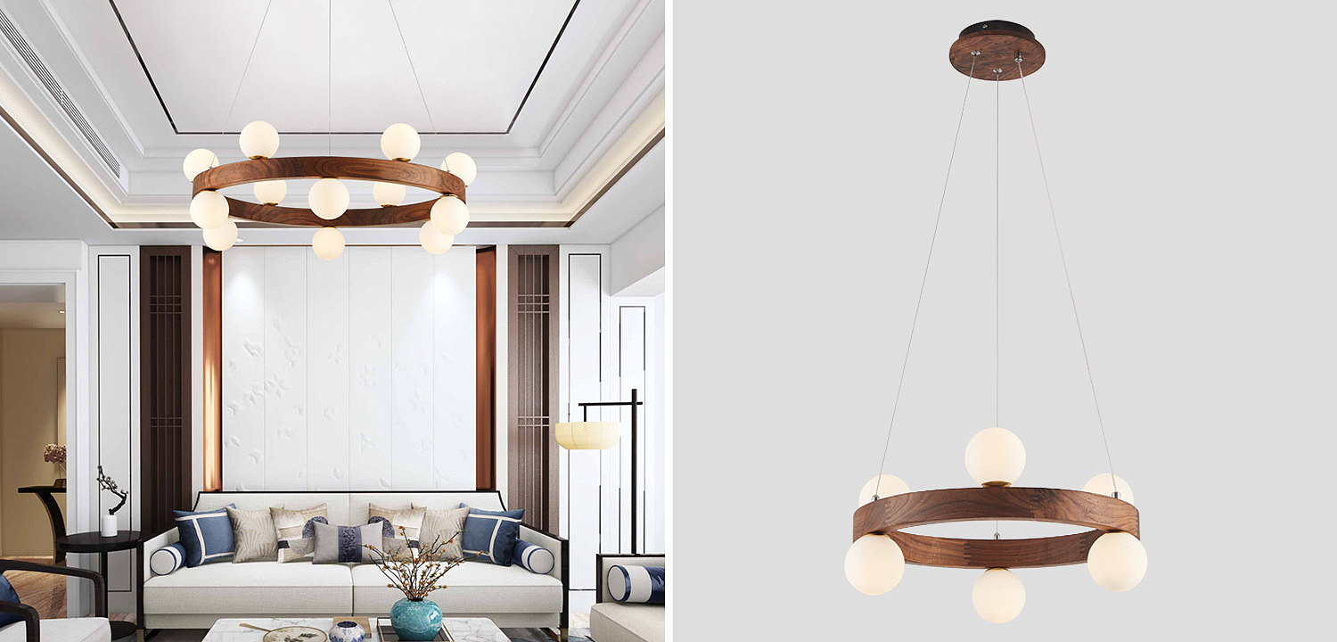 Люстра из дерева с белыми плафонами GRAND Wooden Chandelier Люстра из дерева с белыми плафонами GRAND Wooden Chandelier - Loft-Concept в Грозном