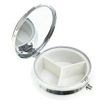 Таблетница карманная круглая с 3-мя отделениями с зеркалом и накладкой из натурального камня Апатит Желтый Silver Stone Pillboxes варинант исполнения - 2 | Loft Concept в Грозном