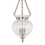 Подвесной светильник цвета никель с прозрачным ребристым стеклянным плафоном в классическом стиле Elstead Lighting варинант исполнения - 1 | Loft Concept в Грозном