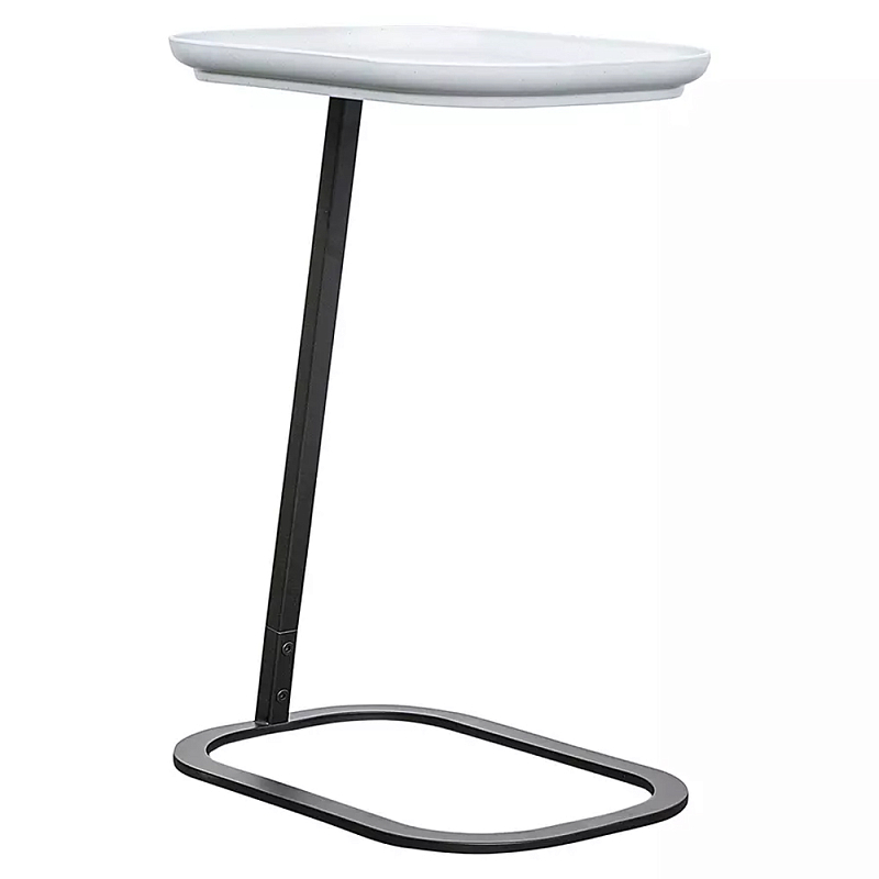 Столик приставной с прямоугольной серой столешницей Steel Stable Table Серый Черный Столик приставной с прямоугольной серой столешницей Steel Stable Table Серый Черный в Грозном | Loft Concept