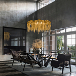 Люстра подвесная круглая с изогнутыми металлическими дугами и ниспадающими цепочками 65 см Atlantis Chain варинант исполнения - 9 | Loft Concept в Грозном