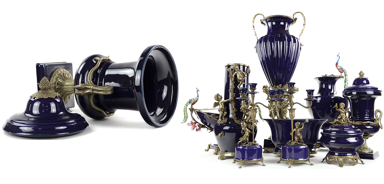 Ваза Selenia Blue Vase Bronze Serpents Ваза Selenia Blue Vase Bronze Serpents - Loft-Concept в Грозном