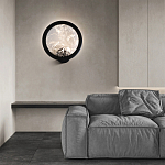 Светодиодное бра круглой формы с металлической рамой черного цвета Marble Glow варинант исполнения - 3 | Loft Concept в Грозном