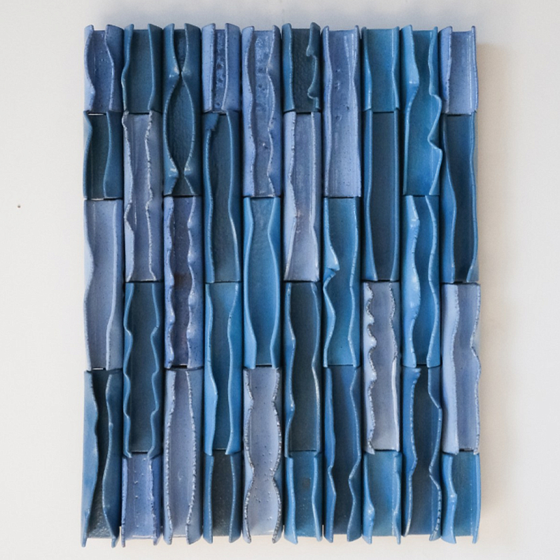 Объемное Панно Vertical Blue Rhythmic Waves Синий в Грозном | Loft Concept 