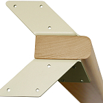 Обеденный стол с прямоугольной бежевой столешницей из стекла на 4-х деревянных ножках Beige Marble варинант исполнения - 5 | Loft Concept в Грозном