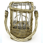 Кашпо стеклянное в плетёной корзине Argo варинант исполнения - 1 | Loft Concept в Грозном