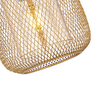 Подвесной светильник со стеклянным плафоном цилиндрической формы и металлической сеткой Metal Mesh Gold варинант исполнения - 4 | Loft Concept в Грозном