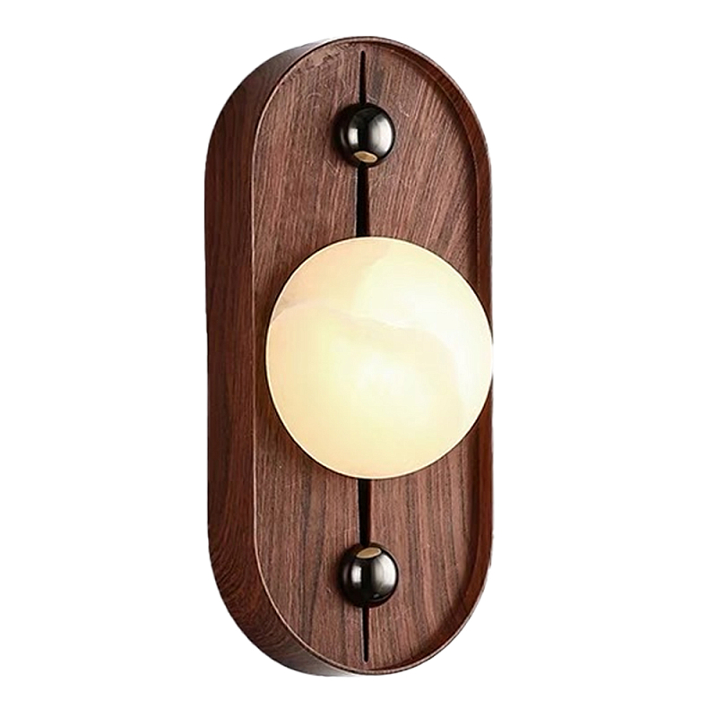 Настенный светильник овальный с деревянным основанием Wood Wall Lamp Коричневый Настенный светильник овальный с деревянным основанием Wood Wall Lamp Коричневый в Грозном | Loft Concept
