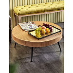 Журнальный столик с круглой фактурной столешницей из натурального дерева Vortex варинант исполнения - 6 | Loft Concept в Грозном