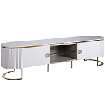 Тумба под телевизор белая овальная с мраморной столешницей Thoroughbass варинант исполнения - 1 | Loft Concept в Грозном