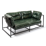 Диван Лофт Натуральная Винтажная кожа Зеленый Two Seat Encounter Leather Sofa варинант исполнения - 3 | Loft Concept в Грозном