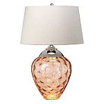 Настольная лампа с фактурным стеклянным основанием красного цвета с хромированной деталью у горловины и белым абажуром из искусственного шёлка Elstead Lighting варинант исполнения - 1 | Loft Concept в Грозном