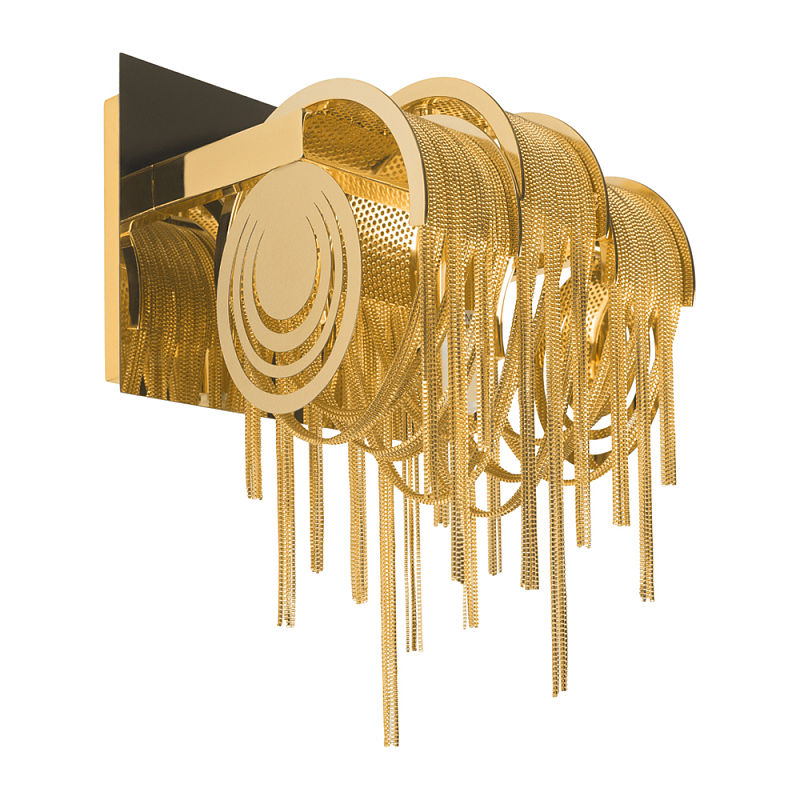 Бра с перфорированными металлическими дугами и цепочками 22 см Atlantis Chain Никель Золотой в Грозном | Loft Concept 