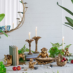 Подсвечник в форме пальмы с резными листьями и текстурным основанием Golden palm leaves варинант исполнения - 4 | Loft Concept в Грозном