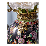 Ваза из фарфора черная с цветочной росписью и бронзовыми элементами Spring Garden варинант исполнения - 5 | Loft Concept в Грозном