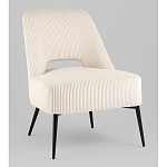 Кресло лаунж Бостон велюр рельефный молочный на черных ножках варинант исполнения - 1 | Loft Concept в Грозном