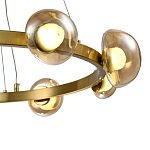 Люстра подвесная светодиодная с 9-ю круглыми плафонами коньячного цвета Iona Chandelier Brass  варинант исполнения - 3 | Loft Concept в Грозном
