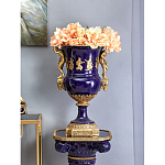 Ваза темно-синего цвета из фарфора с бронзовыми ручками в виде фигур Eden Garden porcelain and bronze варинант исполнения - 8 | Loft Concept в Грозном
