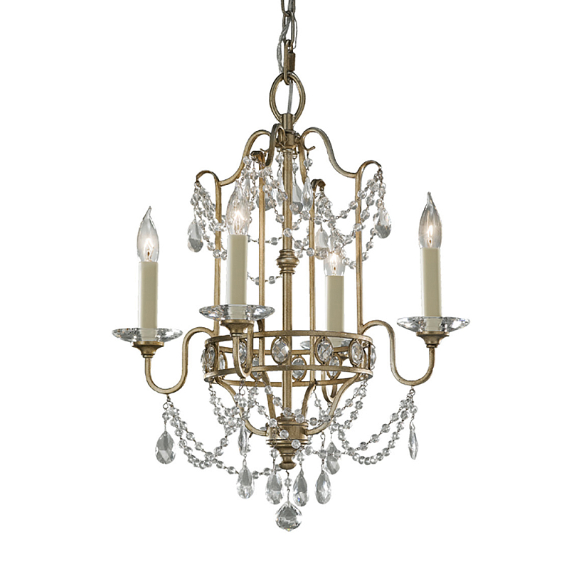 Люстра подвеная с 4-мя лампами и стеклянными подвесками в классическом стиле Feiss Серебряный Прозрачное Стекло в Грозном | Loft Concept 