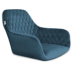 Барный стул со спинкой и подлокотниками на 4-х деревянных ножках Douglas Rhombus Синий Велюр варинант исполнения - 2 | Loft Concept в Грозном