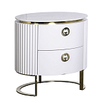 Тумбочка белая овальная с мраморной столешницей Thoroughbass варинант исполнения - 1 | Loft Concept в Грозном