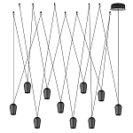 Подвесной светильник черными плафонами на длинных пересекающихся тросах Construction варинант исполнения - 7 | Loft Concept в Грозном