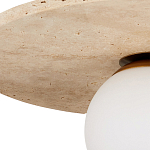 Потолочный светильник из травертина с плафоном из белого матового стекла Marble Glow варинант исполнения - 1 | Loft Concept в Грозном