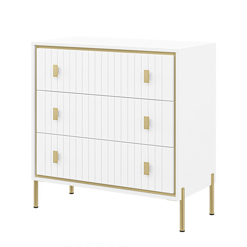 Комод белый глянцевый с тремя ящиками Antique Order Белый Золотой в Грозном | Loft Concept 
