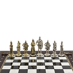Шахматы в ларце из натуральных камней Долерит Малахит Мрамор Decorative Thematic Chess Русь варинант исполнения - 4 | Loft Concept в Грозном