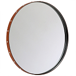 Зеркало овальное в металлической раме с кожаной отделкой Loft in Reflection варинант исполнения - 1 | Loft Concept в Грозном