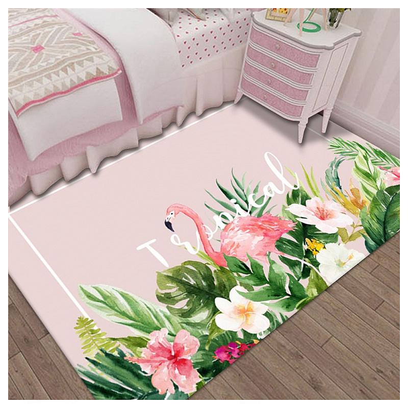 Ковёр с принтом Розовый Фламинго Carpet Tropical Flamingo Розовый Мульти в Грозном | Loft Concept 