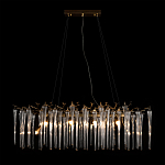 Люстра подвесная прямоугольная с бронзовыми акцентами и прозрачными стеклянными каплями Droplet Chandelier варинант исполнения - 2 | Loft Concept в Грозном