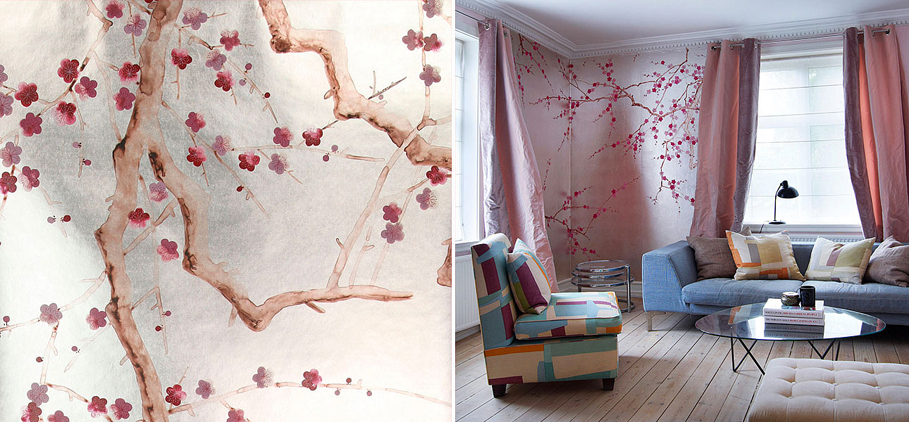 Обои ручная роспись Plum Blossom Blossom on Tarnished Silver gilded paper Обои ручная роспись Plum Blossom Blossom on Tarnished Silver gilded paper - Loft-Concept в Грозном