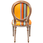 Стул бежевый в разноцветную полоску из натурального бука с изображением птиц и цветов Blooming Red Blue Birds Colorful Stripes Chair варинант исполнения - 3 | Loft Concept в Грозном