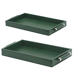 Комплект из двух прямоугольных подносов зеленого цвета Serpent варинант исполнения - 2 | Loft Concept в Грозном