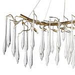 Линейная люстра с хрустальными подвесками в виде капель Droplet Crystal Gold Linear Chandelier 12 варинант исполнения - 2 | Loft Concept в Грозном