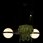 Подвесной светильник с 2-мя шарообразными плафонами и цилиндрическим спотом Light of Еyes варинант исполнения - 5 | Loft Concept в Грозном