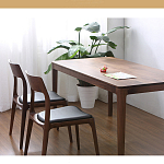 Стул деревянный с мягким сиденьем из черной натуральной кожи Moon Walnut Furniture варинант исполнения - 1 | Loft Concept в Грозном