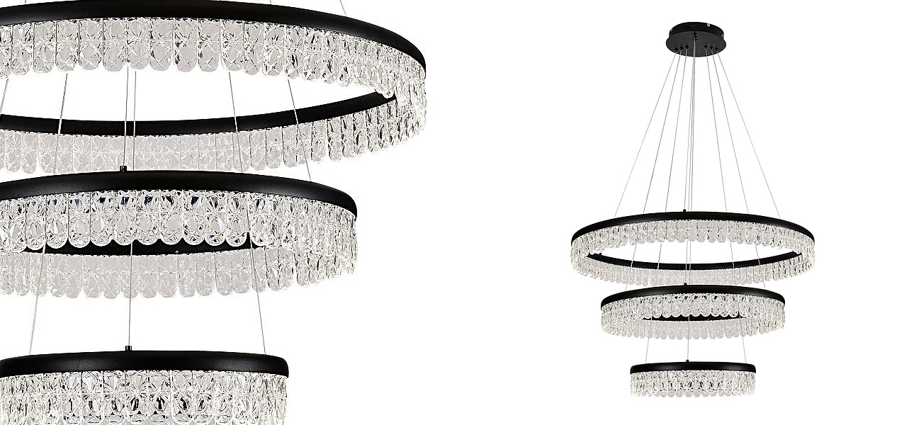 Светодиодная люстра из 3-х колец Pettico Black Светодиодная люстра из 3-х колец Pettico Black - Loft-Concept в Грозном