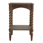 Приставной столик деревянный с резными ножками и нижней полкой Vintage Side Table Brown Wood варинант исполнения - 3 | Loft Concept в Грозном