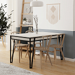 Стол обеденный с прямоугольной столешницей пыльного белого цвета на 4-х металлических ножках PAL ANCIENT WHITE варинант исполнения - 3 | Loft Concept в Грозном