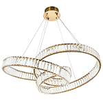 Подвесная люстра в виде изогнутых колец с хрустальным декором Ring Horizontal Oculus Gold Light Chandelier варинант исполнения - 3 | Loft Concept в Грозном