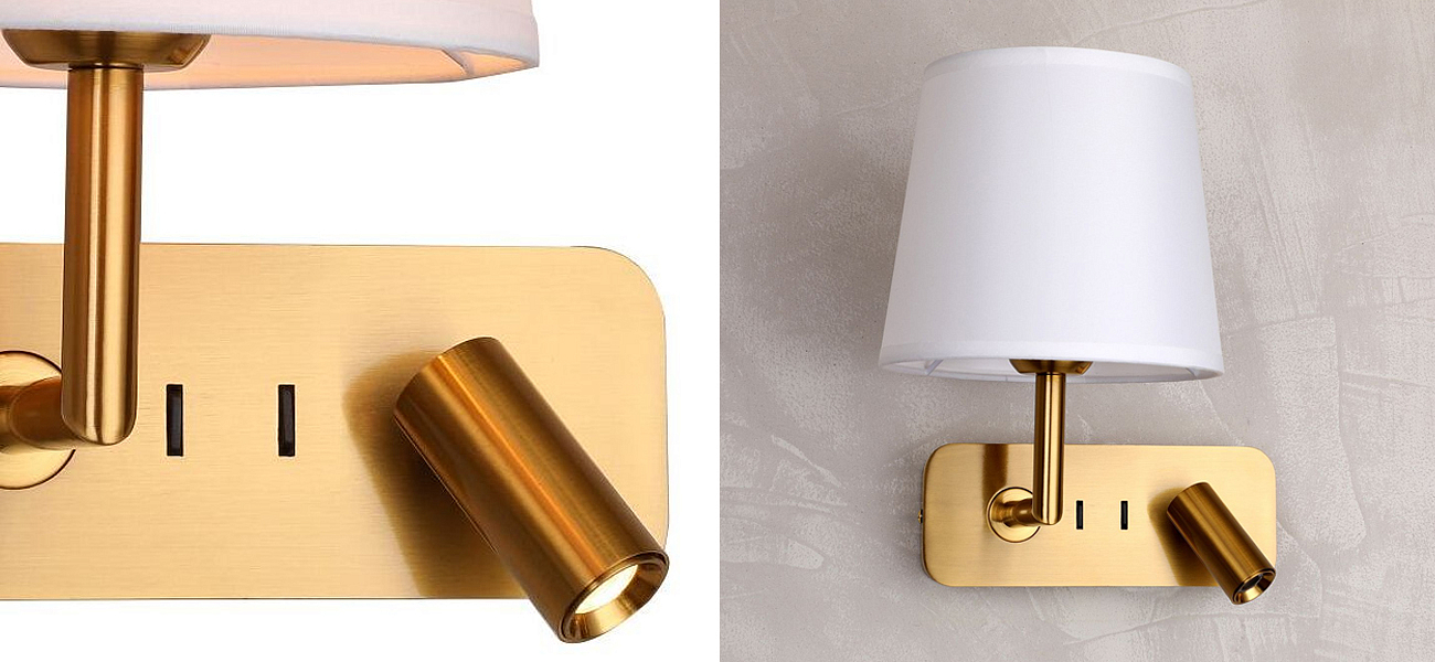 Бра с абажуром Trumpet Lamp Brass 2 лампы Бра с абажуром Trumpet Lamp Brass 2 лампы - Loft-Concept в Грозном