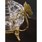 Конфетница из прозрачного рельефного стекла с ручками в виде стрекоз и фигуркой лебедя Eden Garden варинант исполнения - 4 | Loft Concept в Грозном