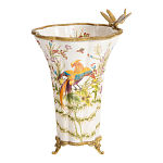 Ваза из фарфора с бронзовой стрекозой  Paradise Dragonfly варинант исполнения - 6 | Loft Concept в Грозном