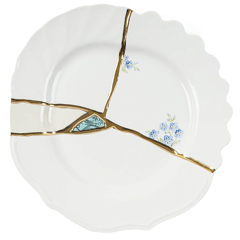 Десертная тарелка Seletti Kintsugi Белый Золотой Десертная тарелка Seletti Kintsugi Белый Золотой в Грозном | Loft Concept